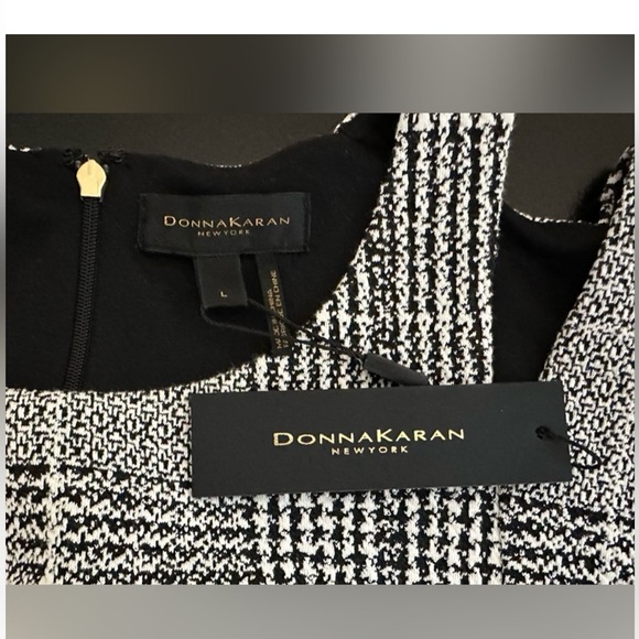 Donna Karan Peplum Blouse houndstooth w/gold zipper - Picture 3 of 5